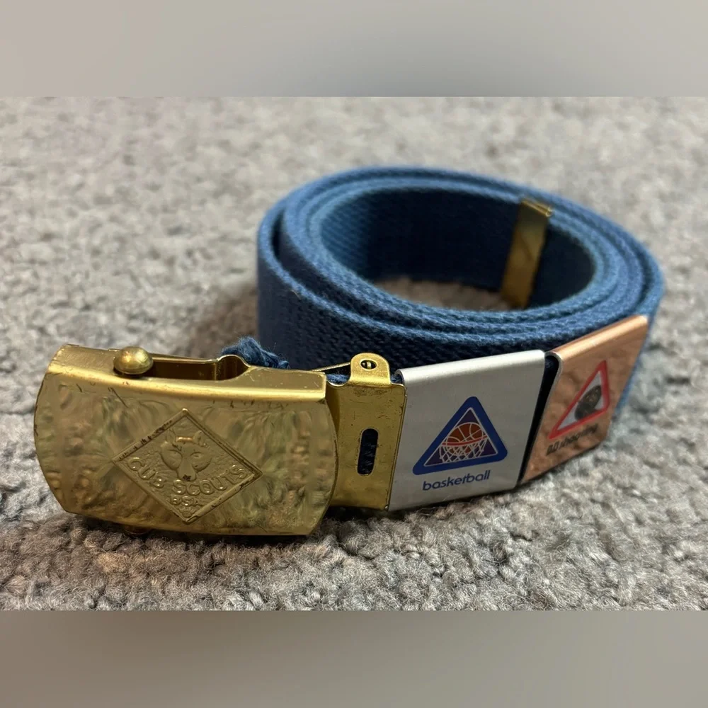 Cub Scouts Brass Belt Buckle Blue Award Basketball BB Shooting 40”